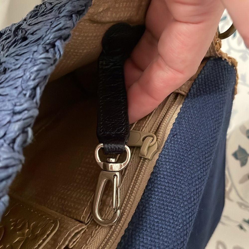 Brighton Larissa Straw Crossbody Bag - Blue & Tan - Picture 11 of 12